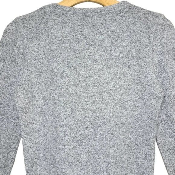 New ZARA Boxy Fitted Crop Sweater Small Heather Gray Long Sleeve Crew Neck - Picture 6 of 6